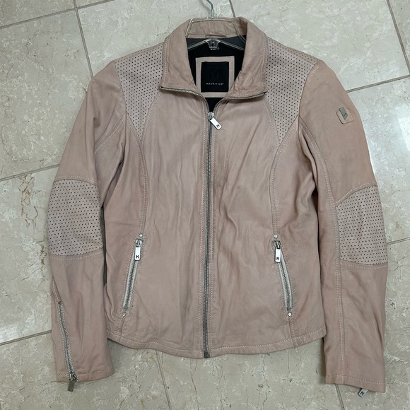 Mauritius Genuine Lamb Leather Jacket In Light Blush Pink Size Large - Picture 10 of 11